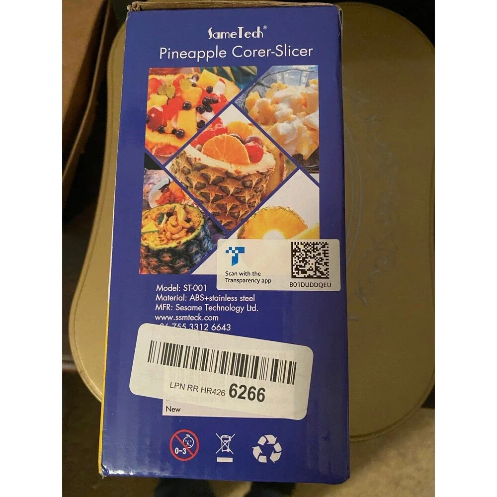 SameTech Easy Kitchen Tool Stainless Steel Fruit Pineapple Peeler Slicer NIB